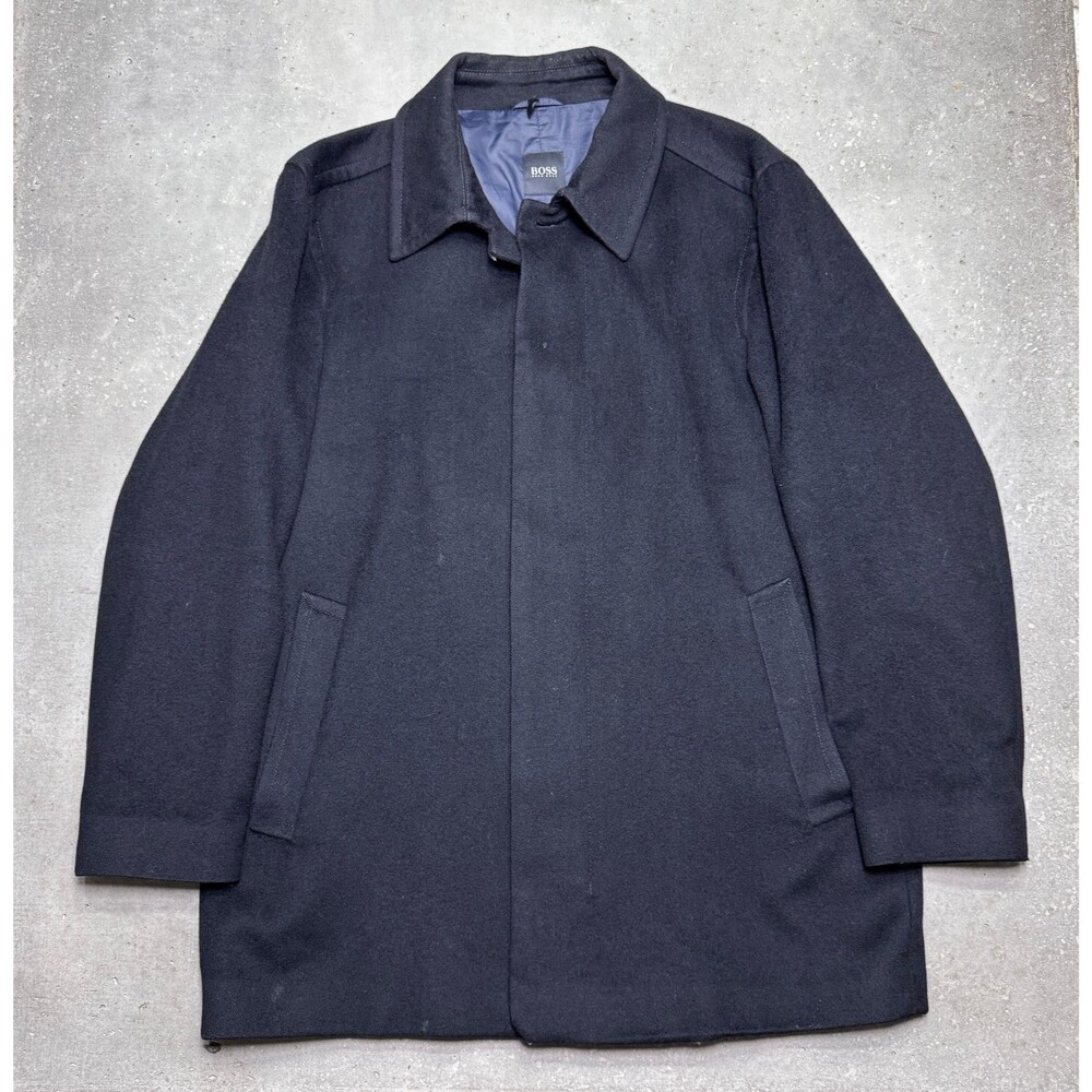 BOSS Hugo Boss Cashmere Wool Car Coat Jacket 40R Black overcoat